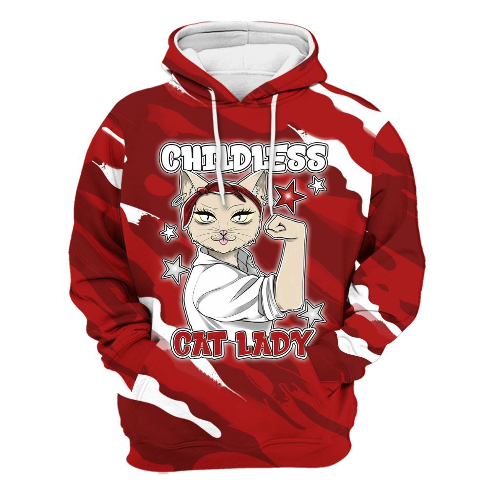 Hoodie To Match Red Taxi 12s - Childless Kat Lady All Over Print