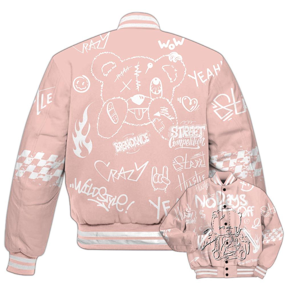 Varsity Jacket To Match Low Legend Pink 11s - No Days Off Retro Varsity Jacket Outfit