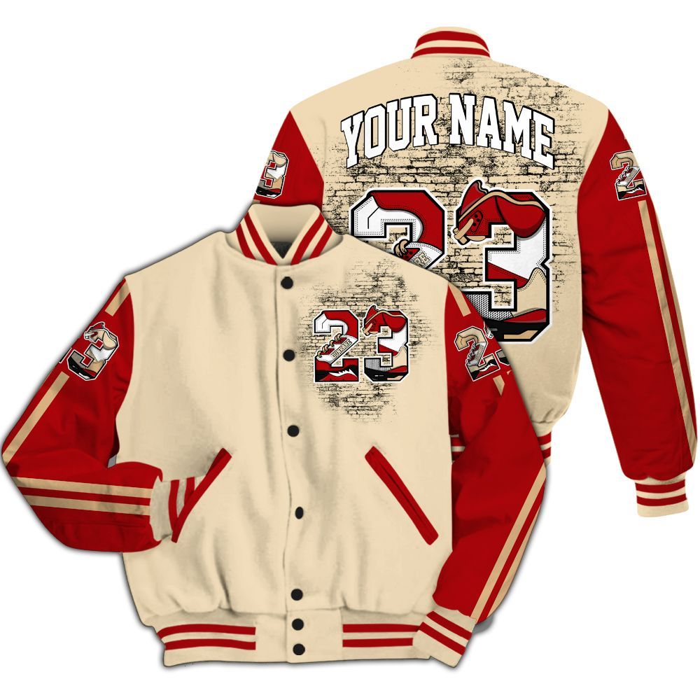 Varsity Jacket To Match Dunk Low Strawberry Waffle - Custom Name Number 23 5s All Over Print