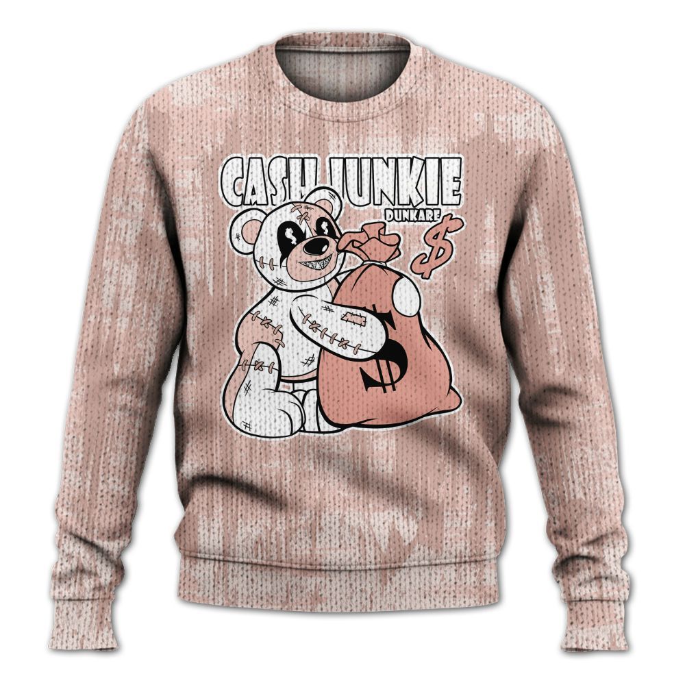 Knitted Sweater To Match Low Legend Pink 11s - Cashs Junkie Bear Glitch Art