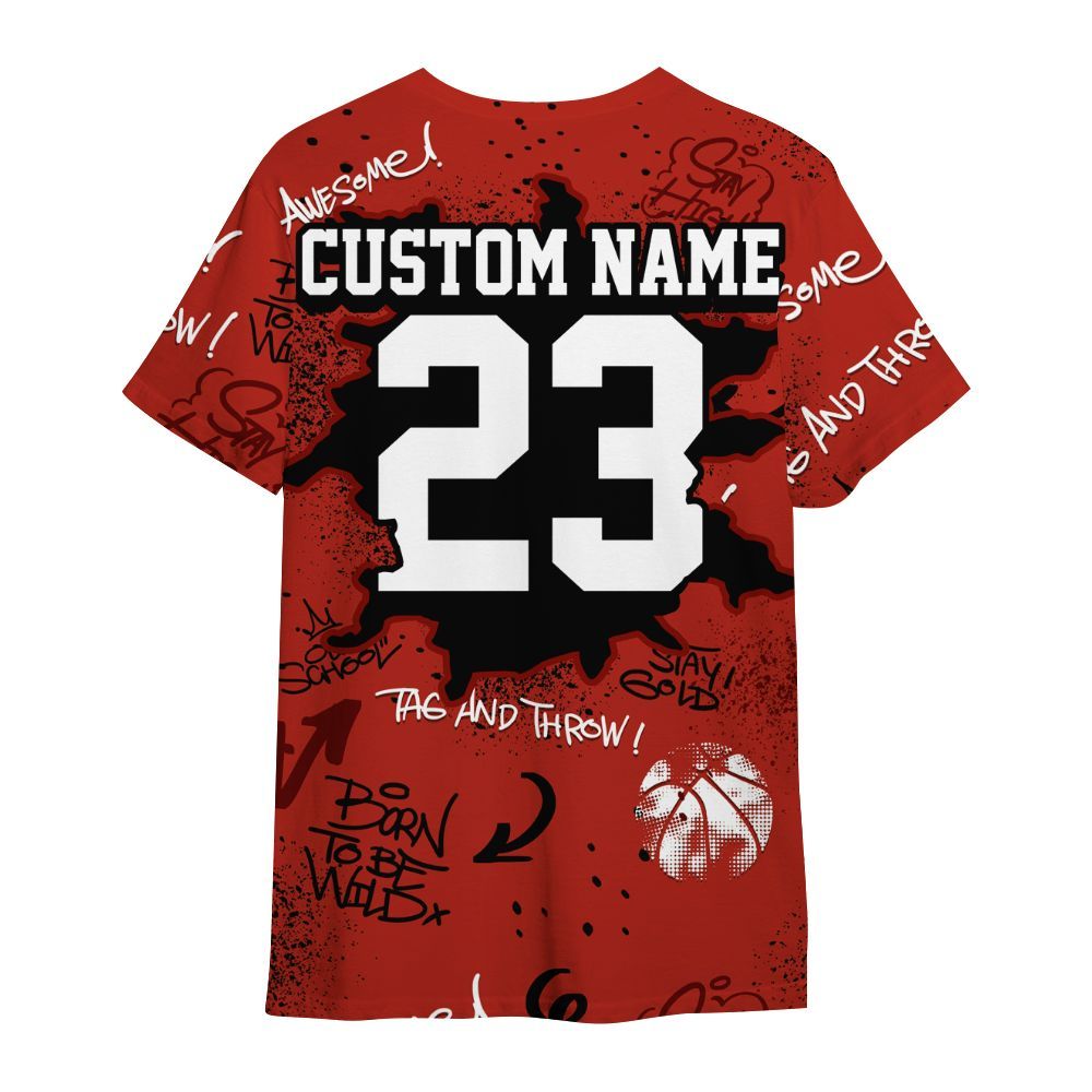Shirt To Match SP Firewood Orange 4s - Number 23 Basketball Bear Custom Name All Over Print