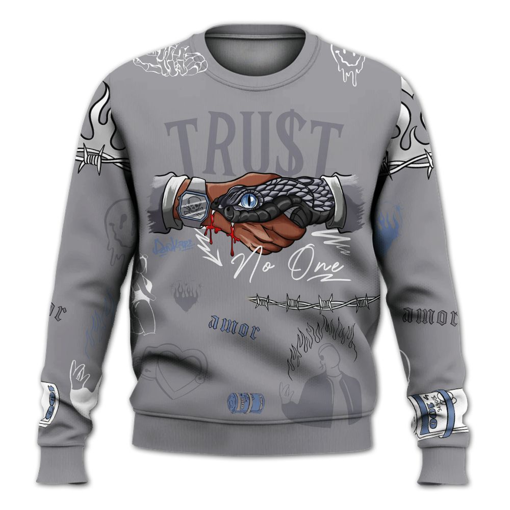 Sweatshirt To Match Cement Grey 11s - Snake Trust No One All Over Print