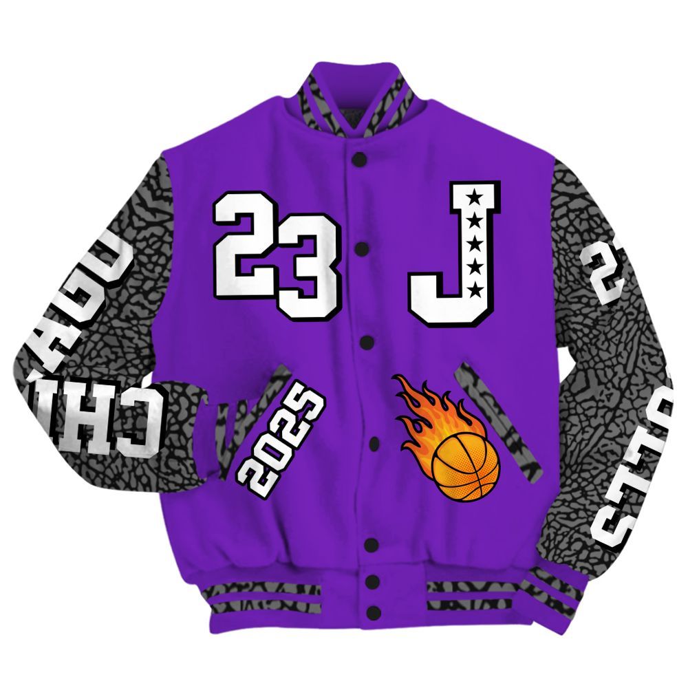 Varsity Jacket To Match Retro Dark Iris 3s - Chicago 23 Basketball All Over Print