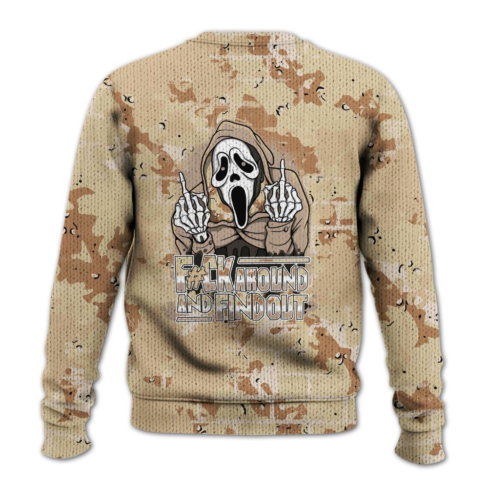 Knitted Sweater To Match Desert Camo 3s - F#CK And Find Out Graphic Halloween