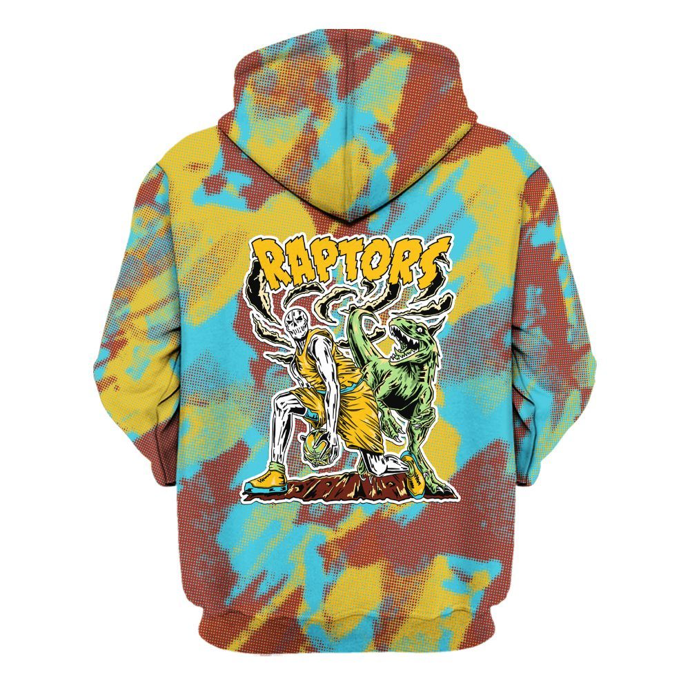 Hoodie To Match SB Dunk Di'Orr Greenwood - Raptors Skeleton Abstract Halftone All Over Print