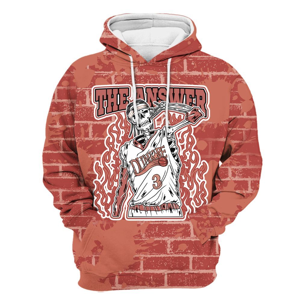 Hoodie To Match Dune Red 13s - Allen Answer Skeleton Brick All Over Print