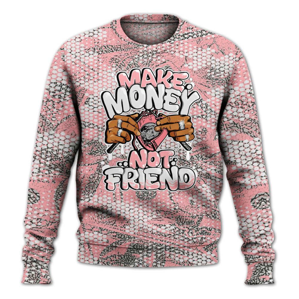 Sweatshirt To Match Retro Wings 3s - Make Moneys Not Friend Graphic Banknotes All Over Print
