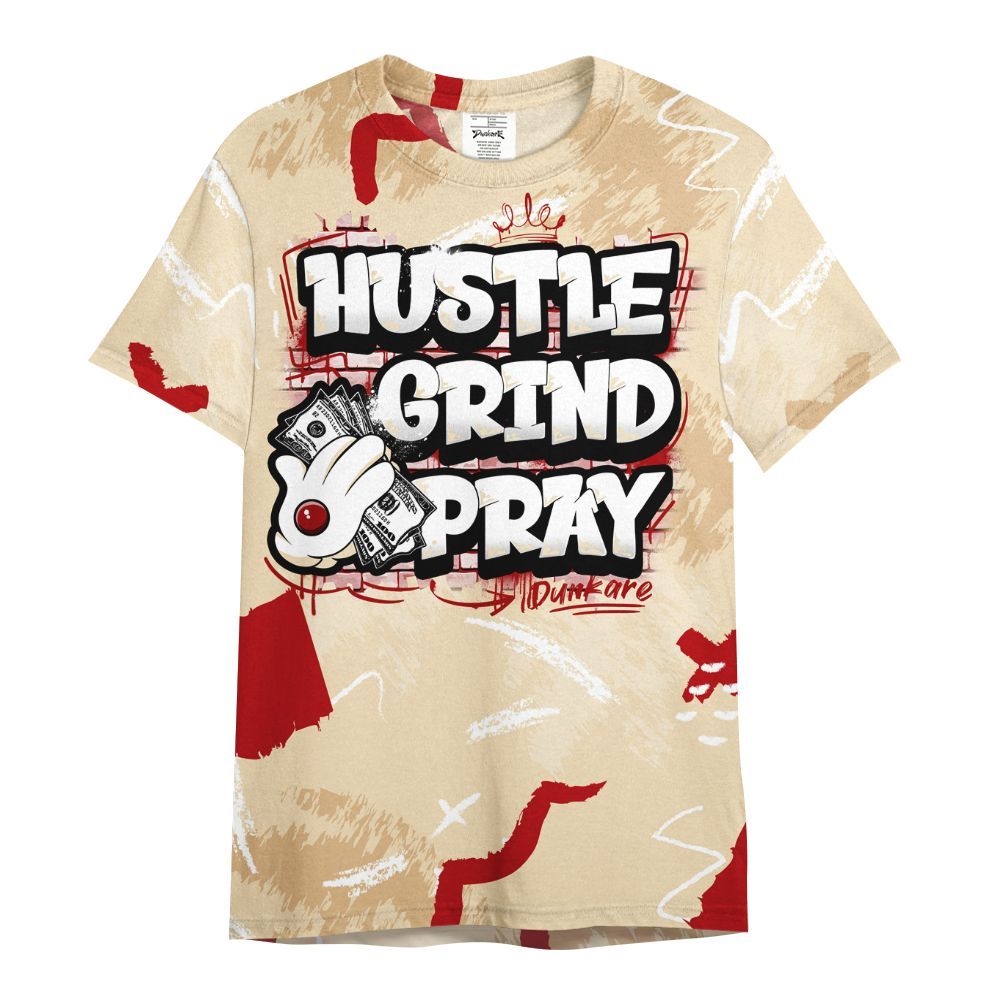 Shirt To Match Dunk Low Strawberry Waffle - Hustle Grind Pray Retro All Over Print