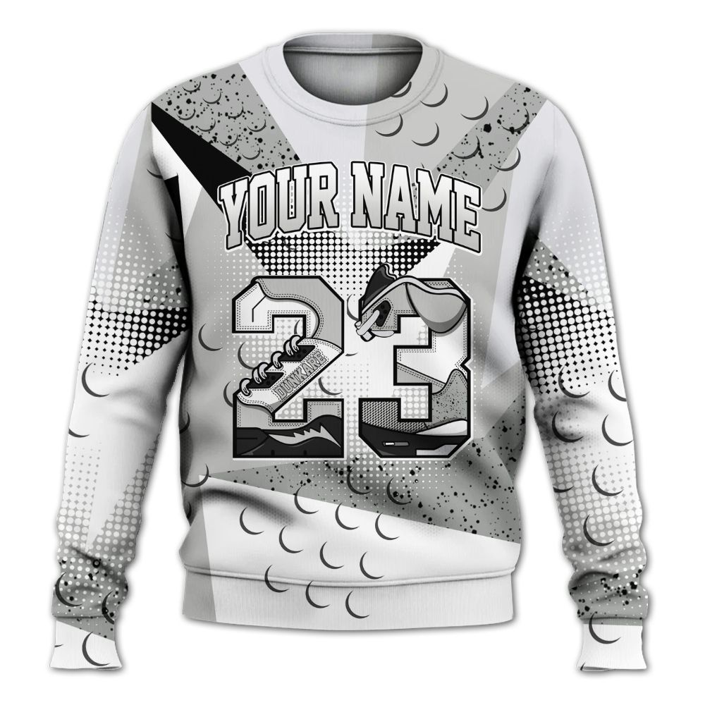 Sweatshirt To Match Retro White Oreo 4s - Poly Custom Name Number 23 5s All Over Print