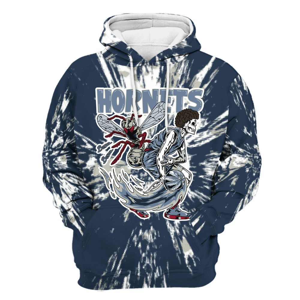 Hoodie To Match White Midnight Navy 6s - Hornets Skeleton Luxury All Over Print