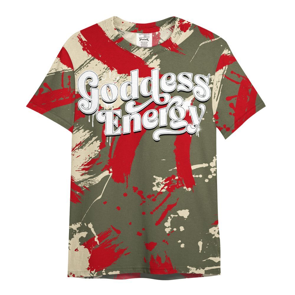 Shirt To Match Low OG Medium Olive 1s - Goddess Energy Retro All Over Print