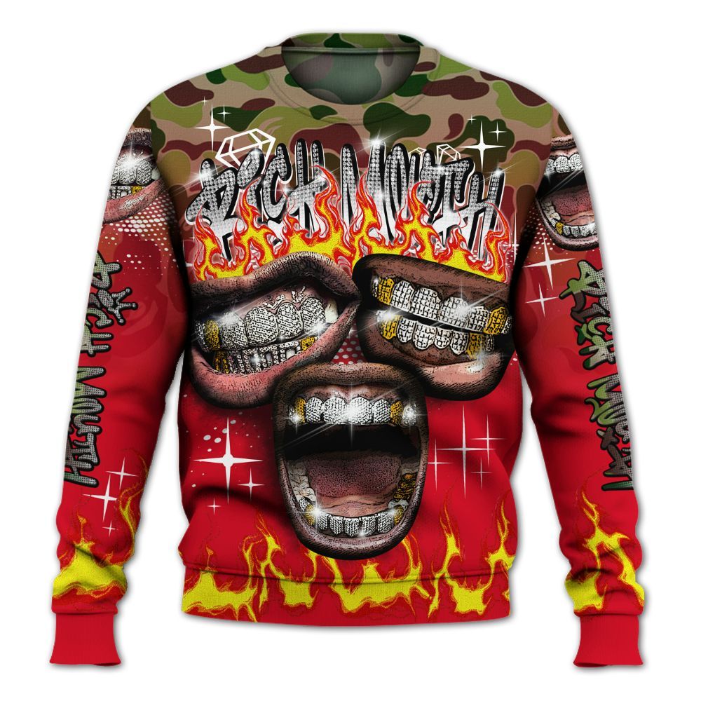 Sweatshirt To Match Air Max 90 Duck Camo Red - Rich Mouth Fire Rap Retro 90s All Over Print