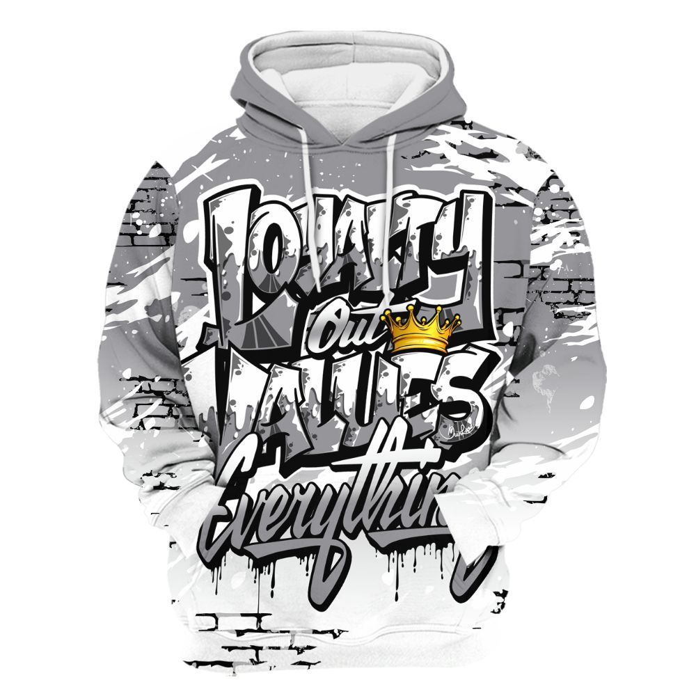 Hoodie To Match Cement Grey 11s - Values Of Loyalty Drip All Over Print