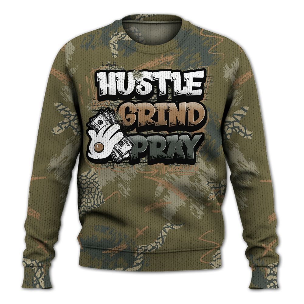 Sweater To Match Retro Family Affair 3s - Hustle Grind Pray Graphic Street Style Graphic