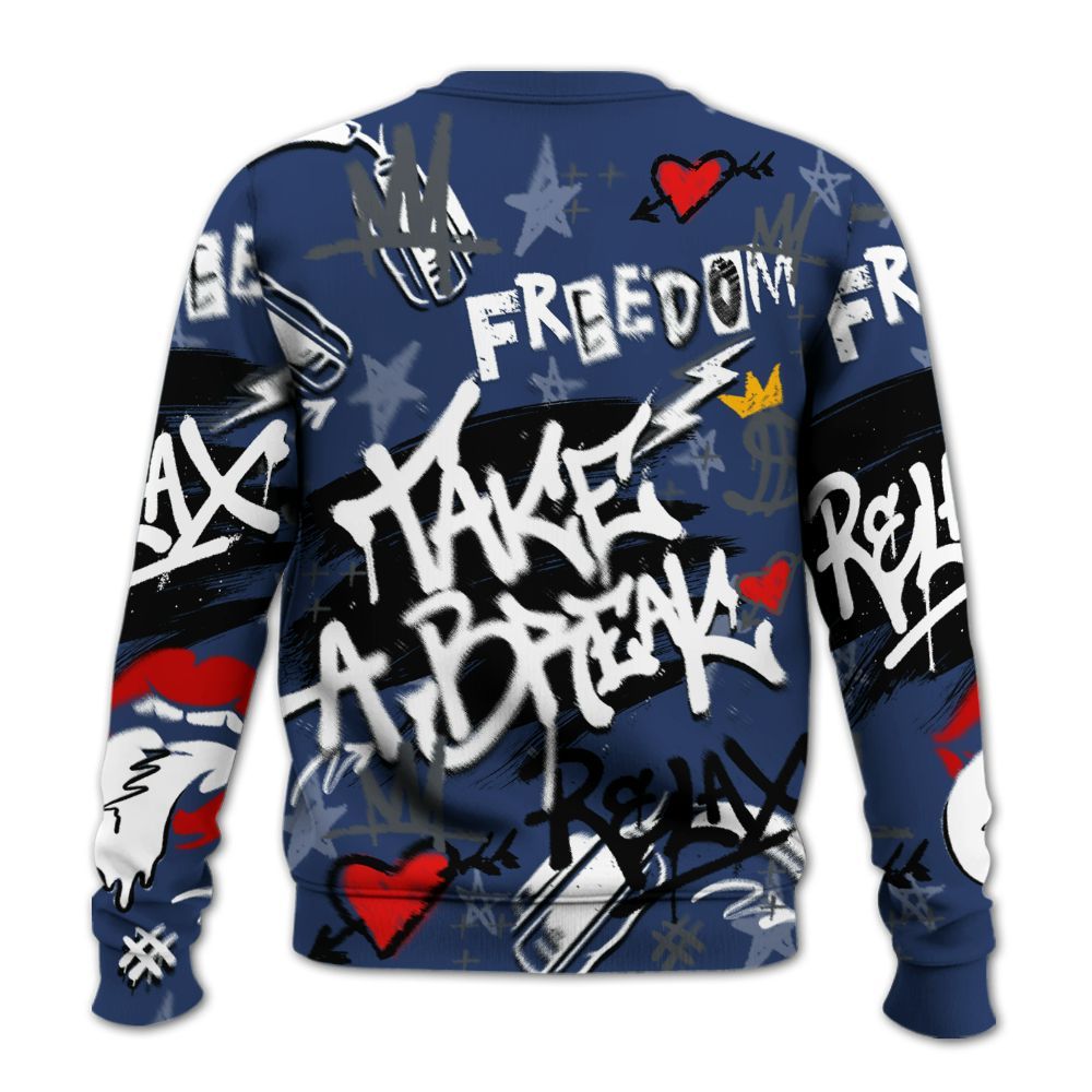 Sweatshirt To Match Retro Flint 13s - Take Break Freedom Graffiti Streetwear All Over Print
