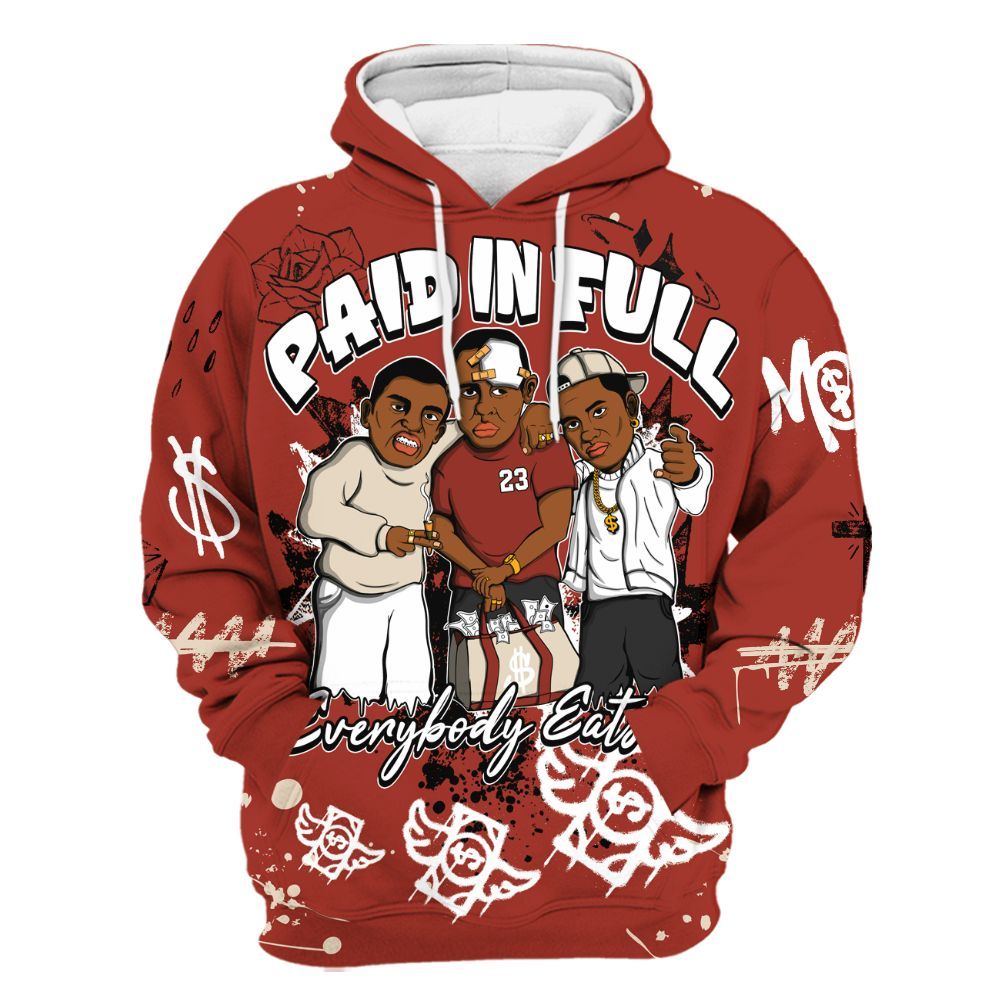 Hoodie To Match Brick After Brick 4s - Everybody Paid In Full Crayon All Over Print