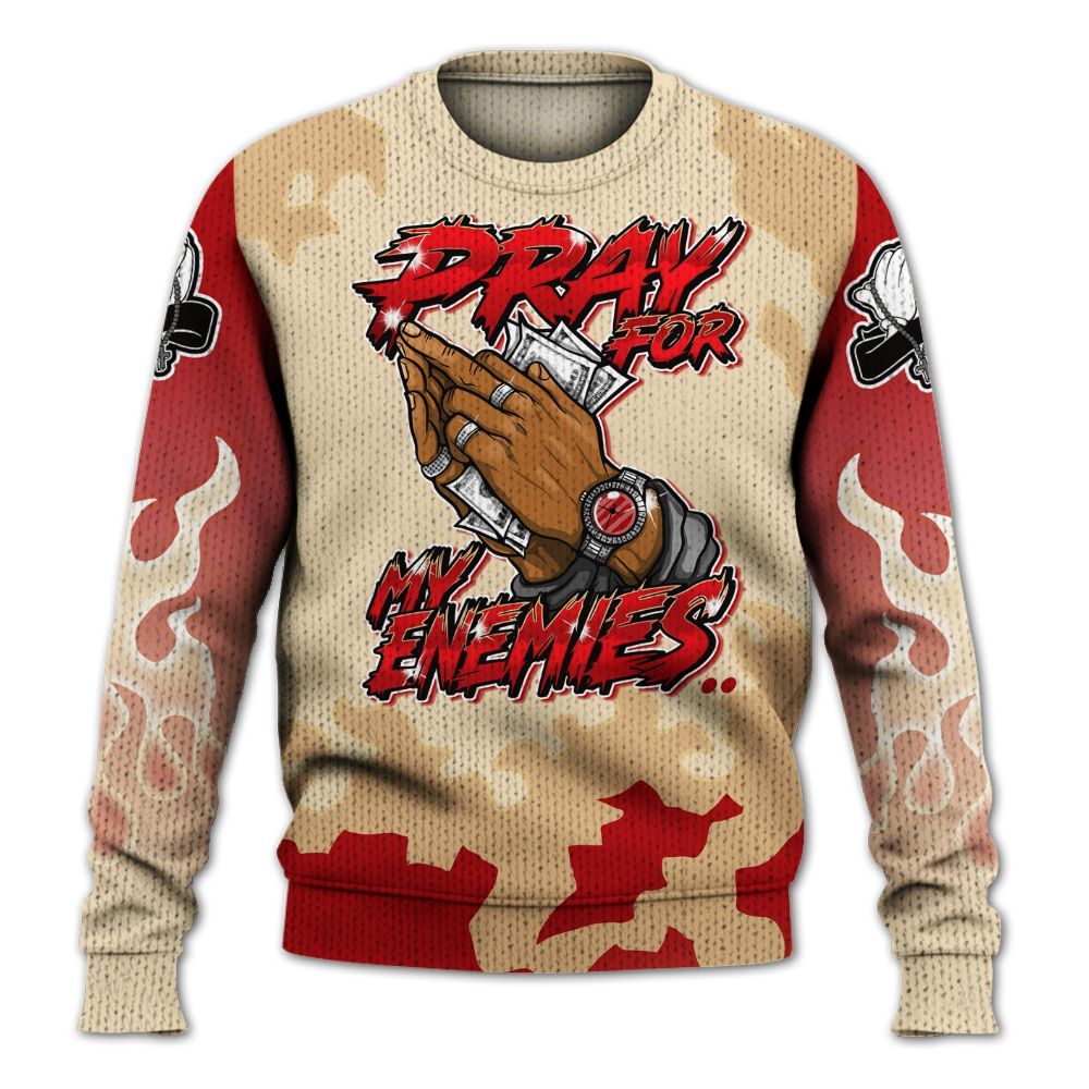 Knitted Sweater To Match Dunk Low Strawberry Waffle - Prayed For Enemies Graphic Bleessing