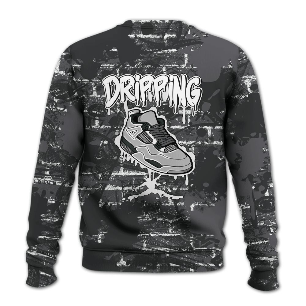 Sweatshirt To Match White Thunder 4s - Dripping Shoe 4S Graphic Street Art All Over Print