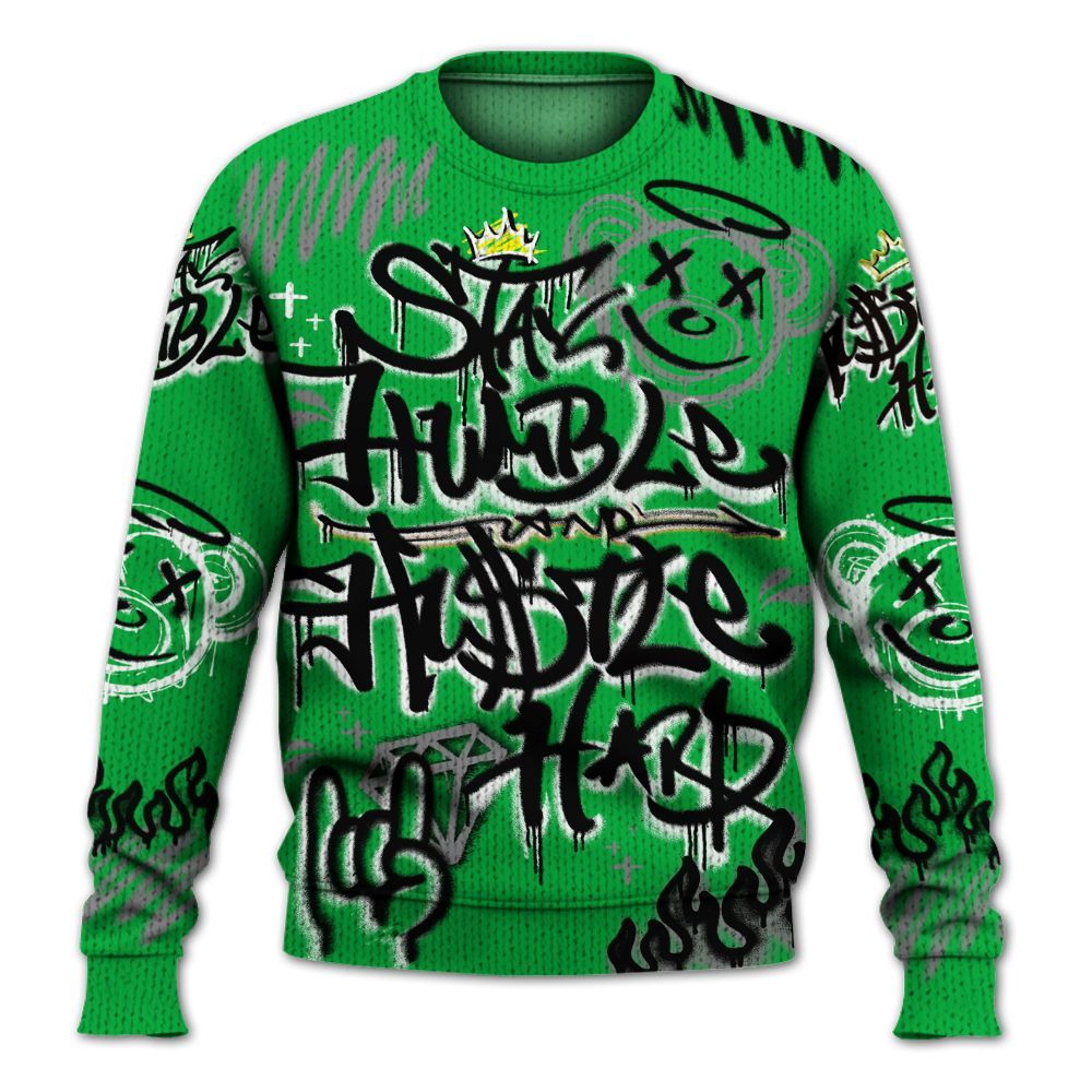 Knitted Sweater To Match Lucky Green 5s - Humble Drip Streetwear Graffity