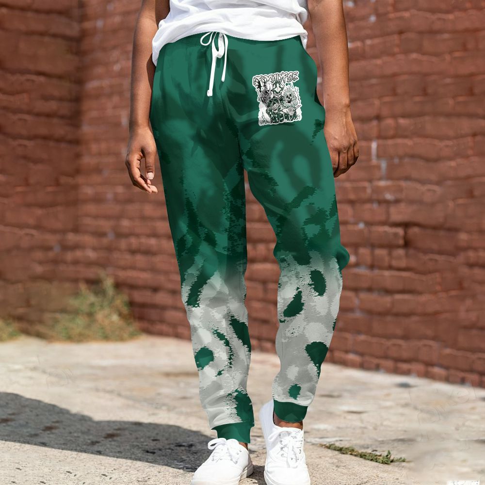 Sweatpant To Match Oxidized Green 4s - Apocalypse Skeleton Burn All Over Print