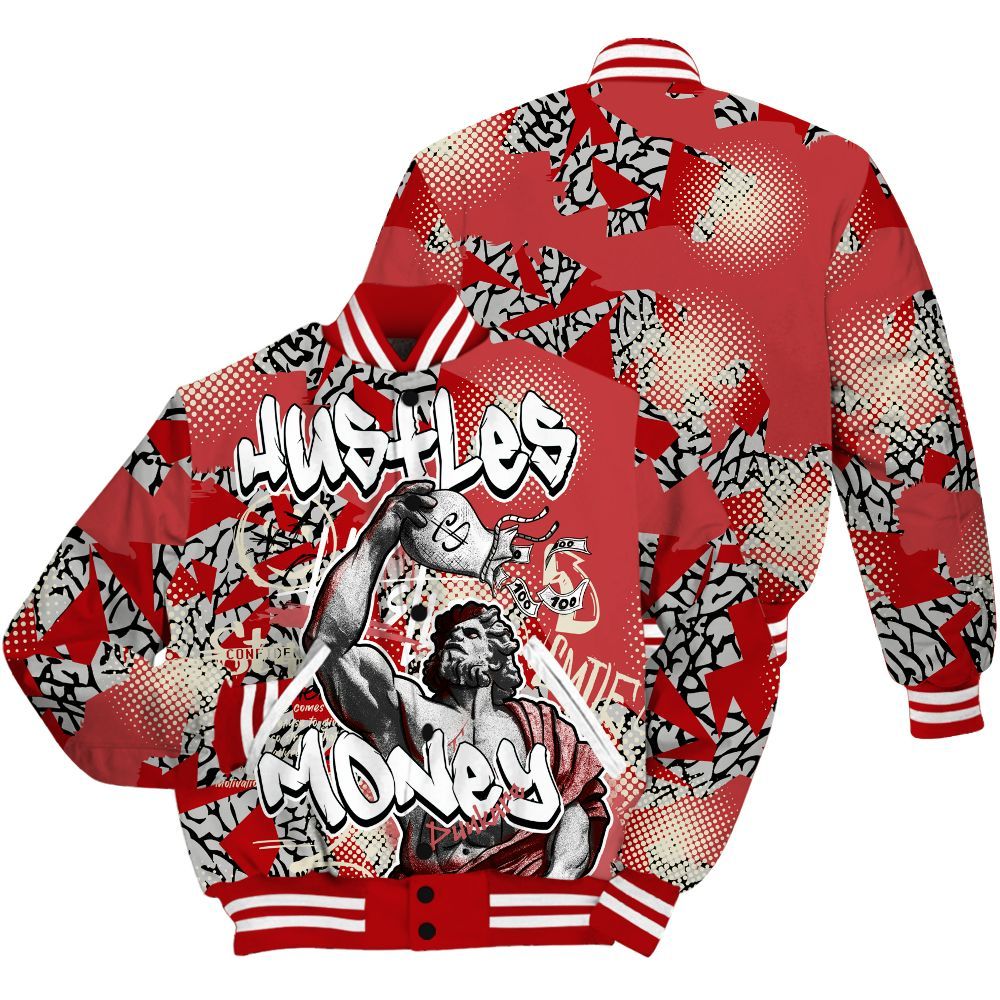 Varsity Jacket To Match Cement Grey 3s - Huslte Money Retro All Over Print