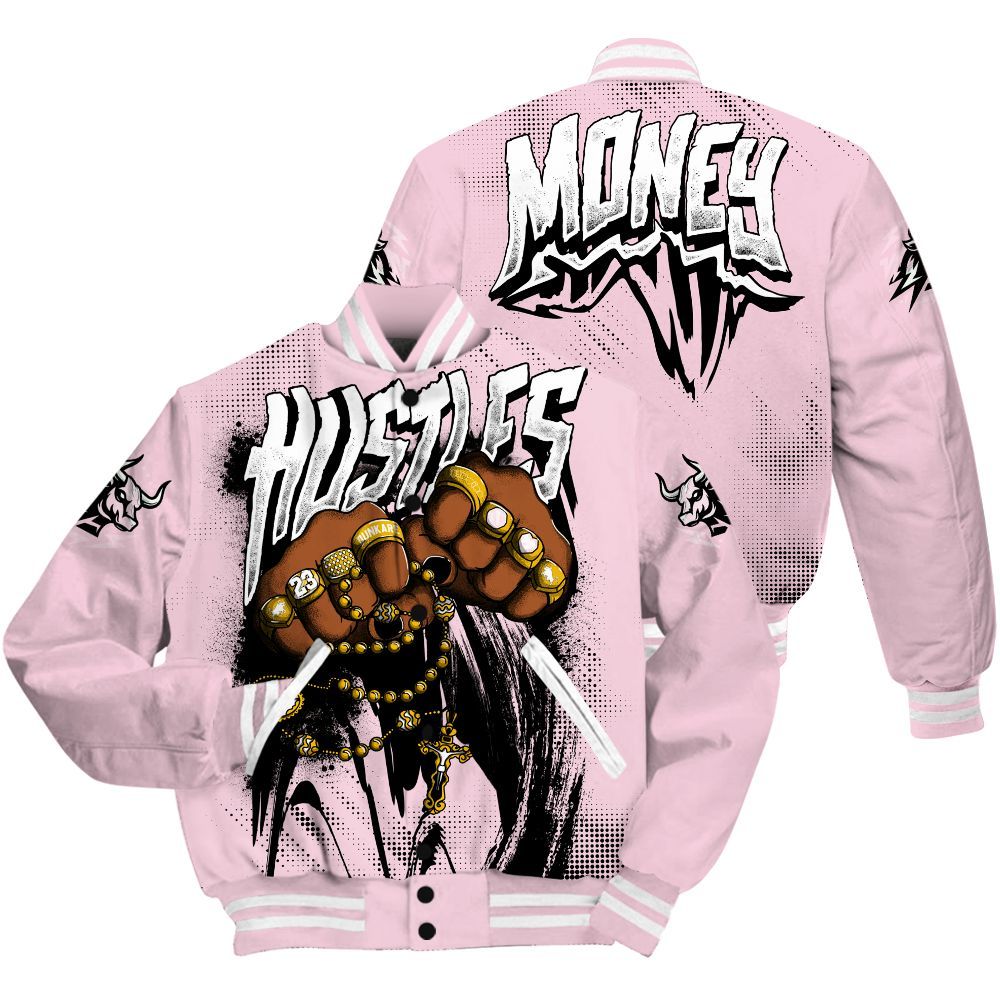 Varsity Jacket To Match Orchid 4s - Hustle Make Money All Over Print