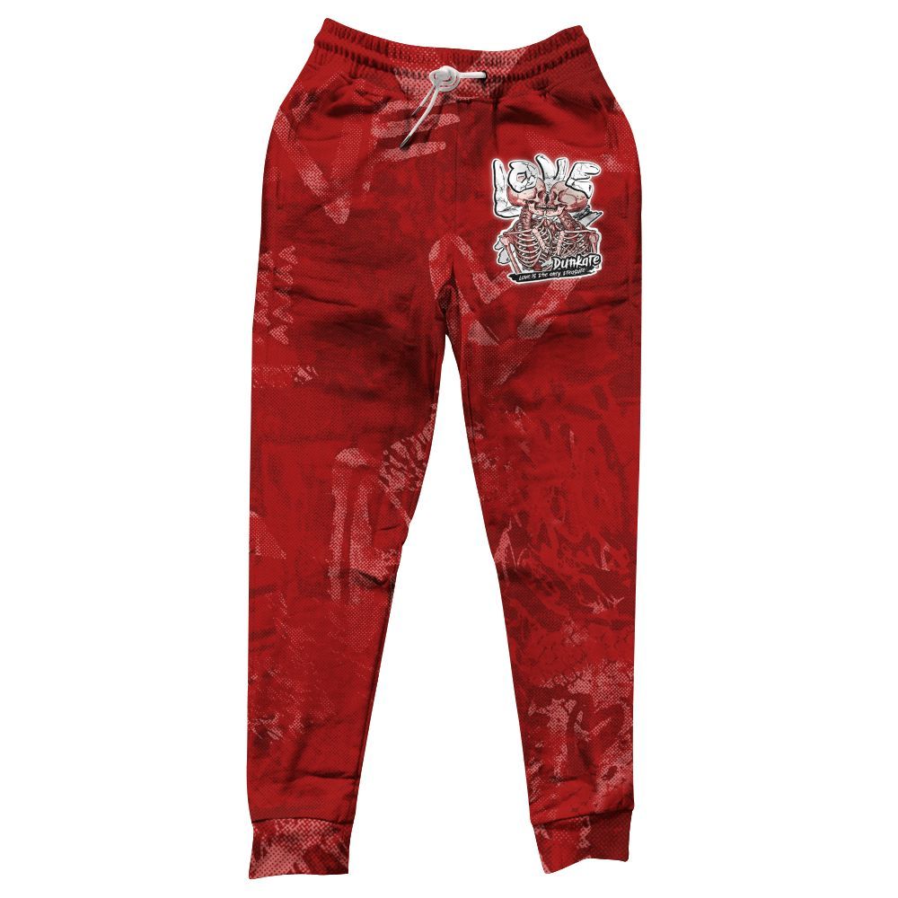 Sweatpant To Match Red Taxi 12s - Skull Love All Over Print