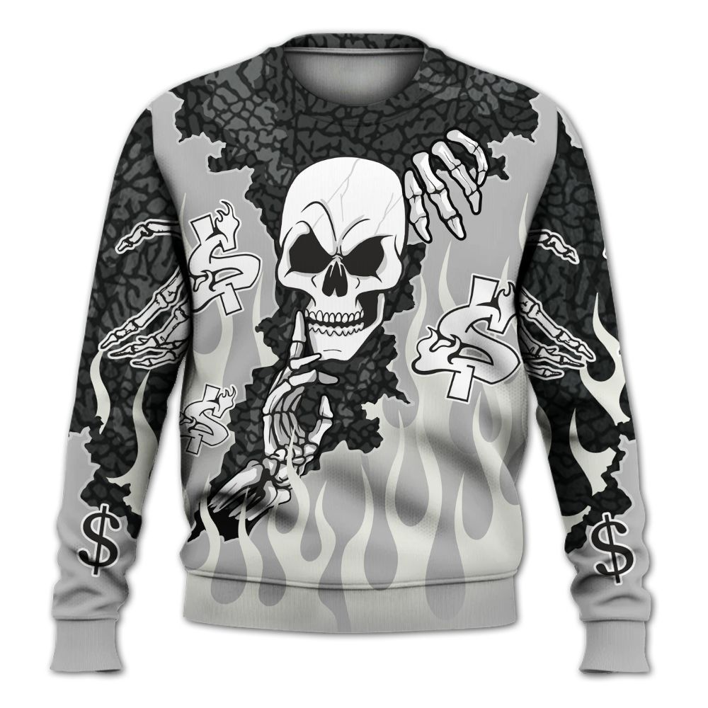 Sweatshirt To Match Cement Grey Silver 3s - Ones Move In Silence All Over Print