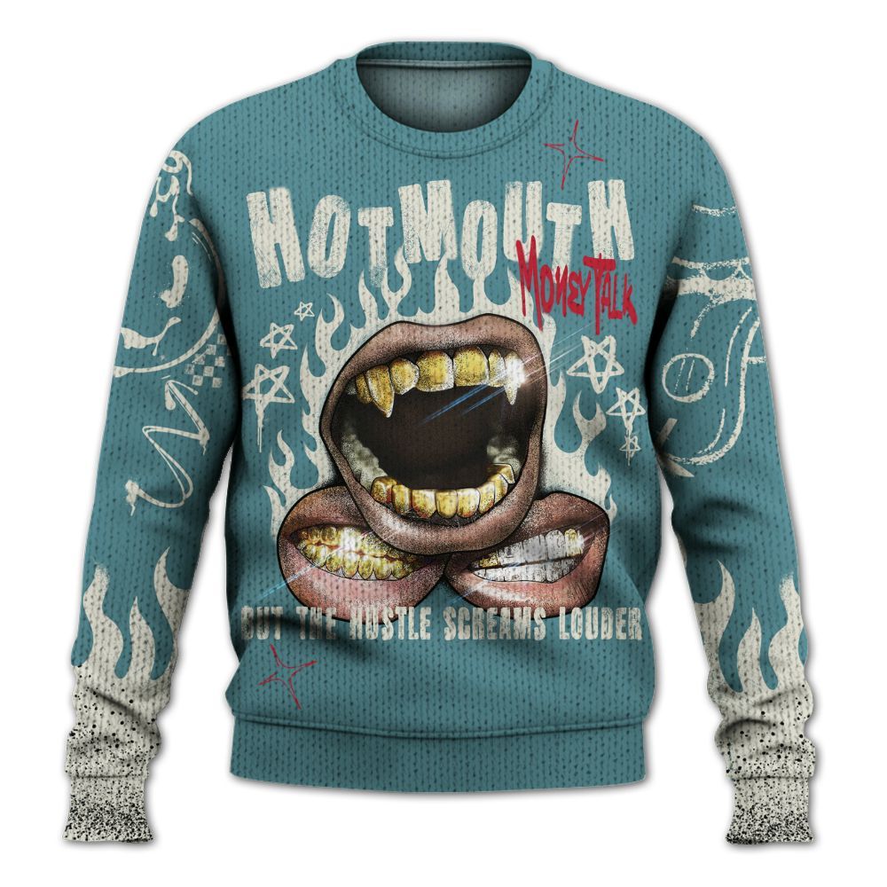 Knitted Sweater To Match Dunk Low Denim Turquoise Royal - Mouth Burning Street Style