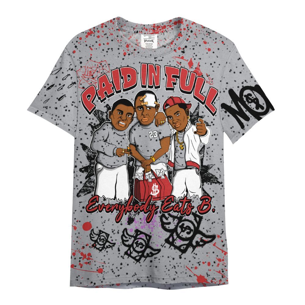 Shirt To Match White Cement 4s - Everybody Paid In Full Crayon All Over Print