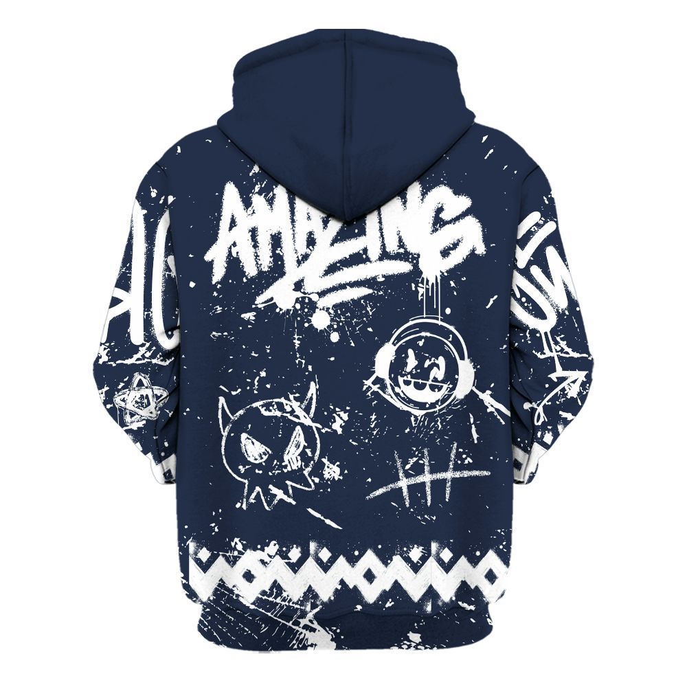 Hoodie To Match Dunk Low White Midnight Navy - Friday Sneaker Crayon All Over Print