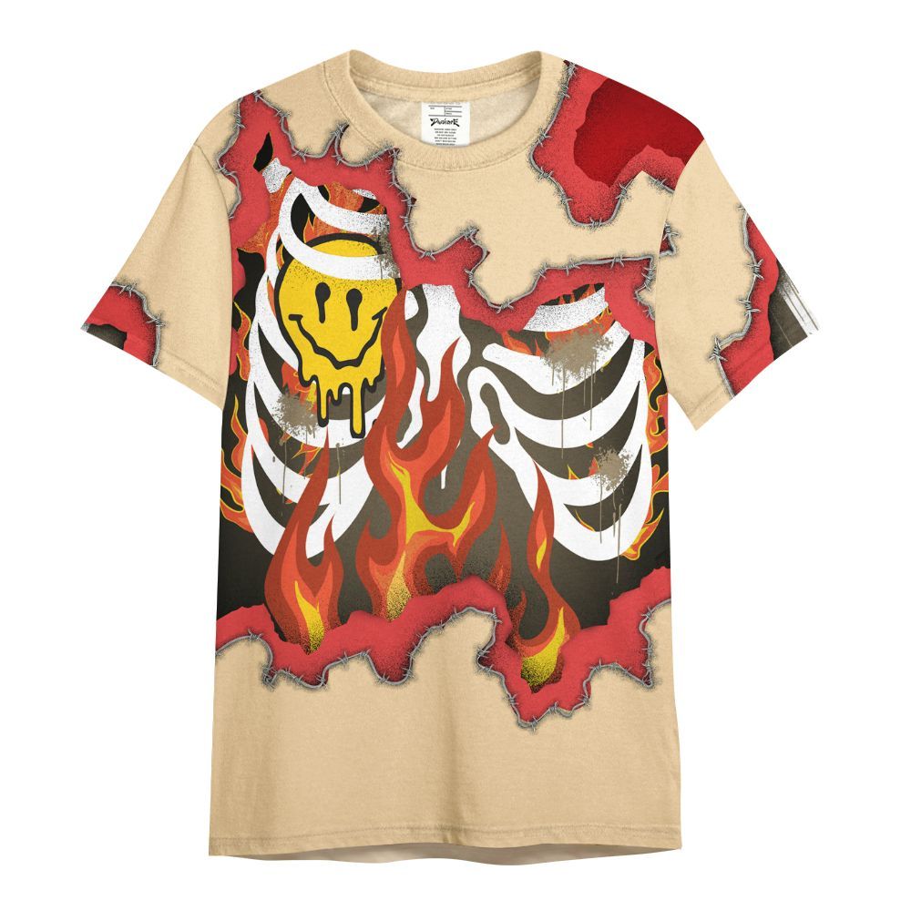 Shirt To Match Dunk Low Strawberry Waffle - Skeleton On Fire Skrrt All Over Print
