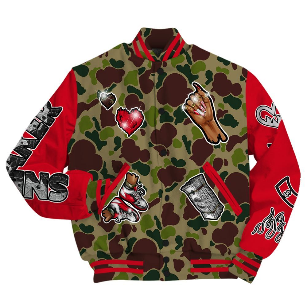 Varsity Jacket To Match Air Max 90 Duck Camo Red - Sneakerz Girlz All Over Print