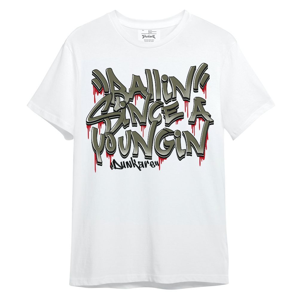 Shirt To Match Travis Scott Low OG Medium Olive 1s - Ballin Since A Youngin Typo Unisex Shirt
