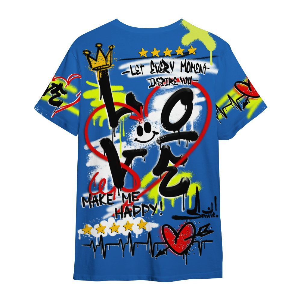Shirt To Match Griffey Max 1 Varsity Royal - Happy Love Beats Graffiti Streetwear All Over Print