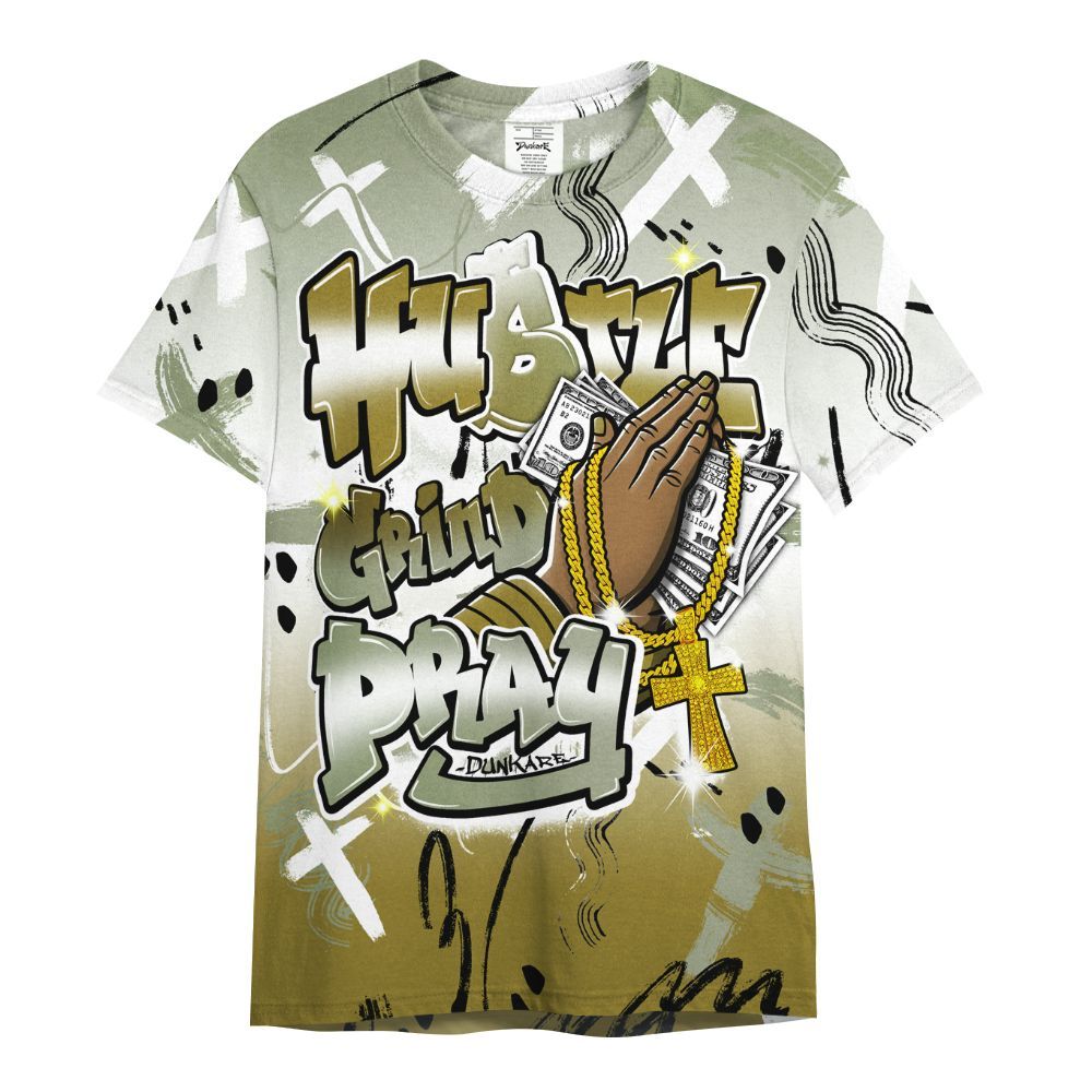 Shirt To Match Air Flightposite Metallic Gold - Money Hustle Grind Pray All Over Print
