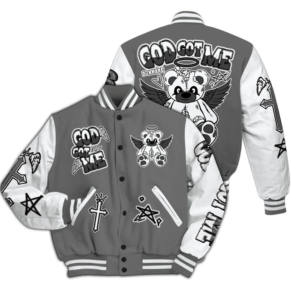 Varsity Jacket To Match Retro Stealth 12s - Gods Guides Me Bear All Over Print