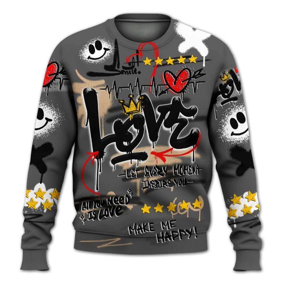 Sweatshirt To Match Kobe 9 EM Mamba - Happy Love Beats Graffiti Streetwear All Over Print