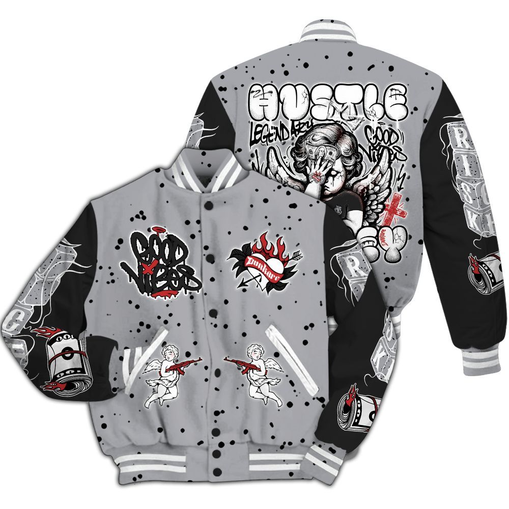 Varsity Jacket To Match White Cement 4s - Angel Hustle Money All Over Print