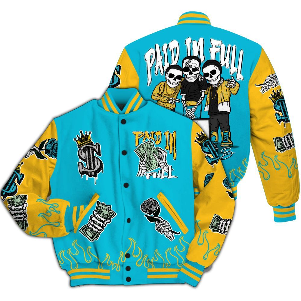 Varsity Jacket To Match Retro Aqua 5s - Fire Everybody Paid In All Over Print