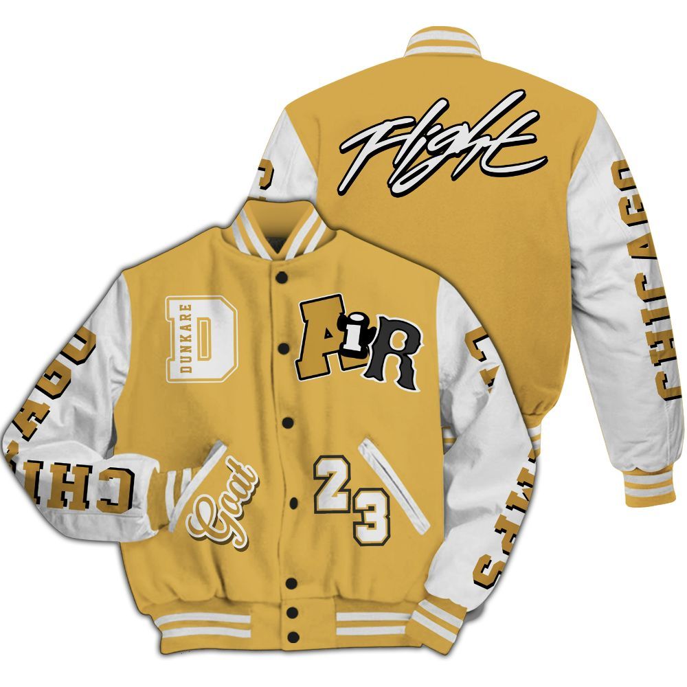 Varsity Jacket To Match Retro Light Ginger 14s - AIR Number 23 GOAT All Over Print