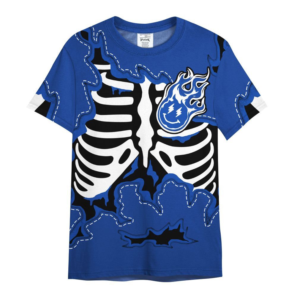 Shirt To Match Air Foamposite One Royal - Skeleton Smiley Face All Over Print