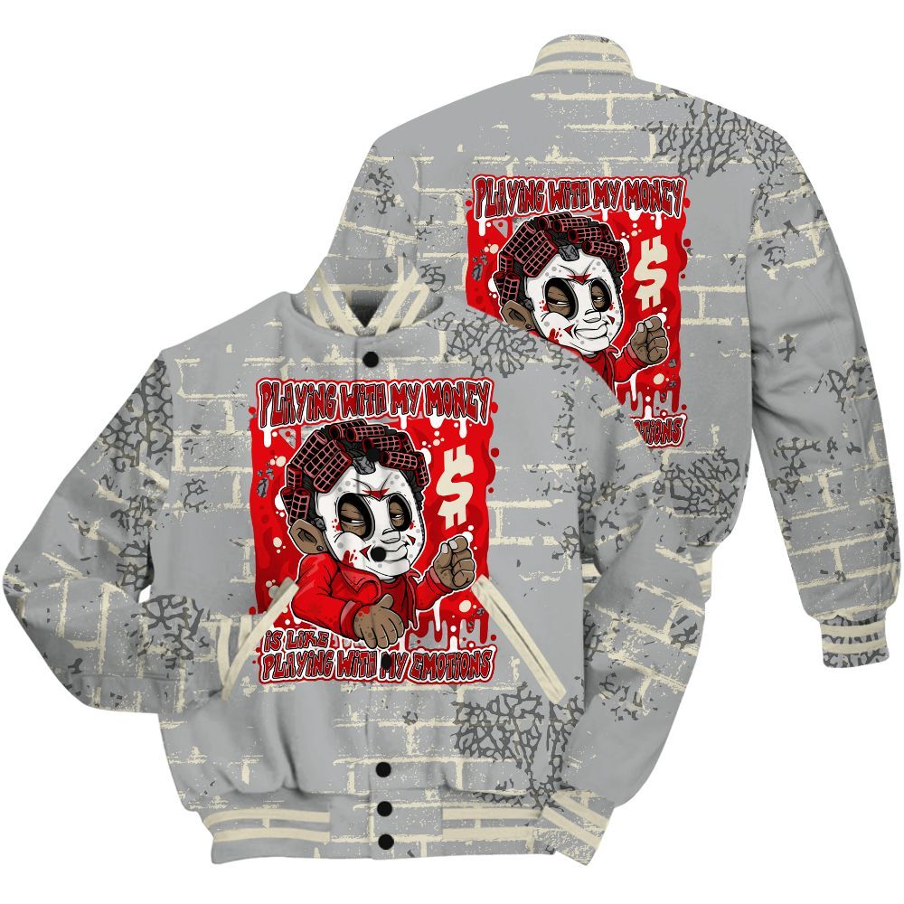 Varsity Jacket To Match Cement Grey 3s Shirt - Playing With My Money Graphic Halloween All Over Print