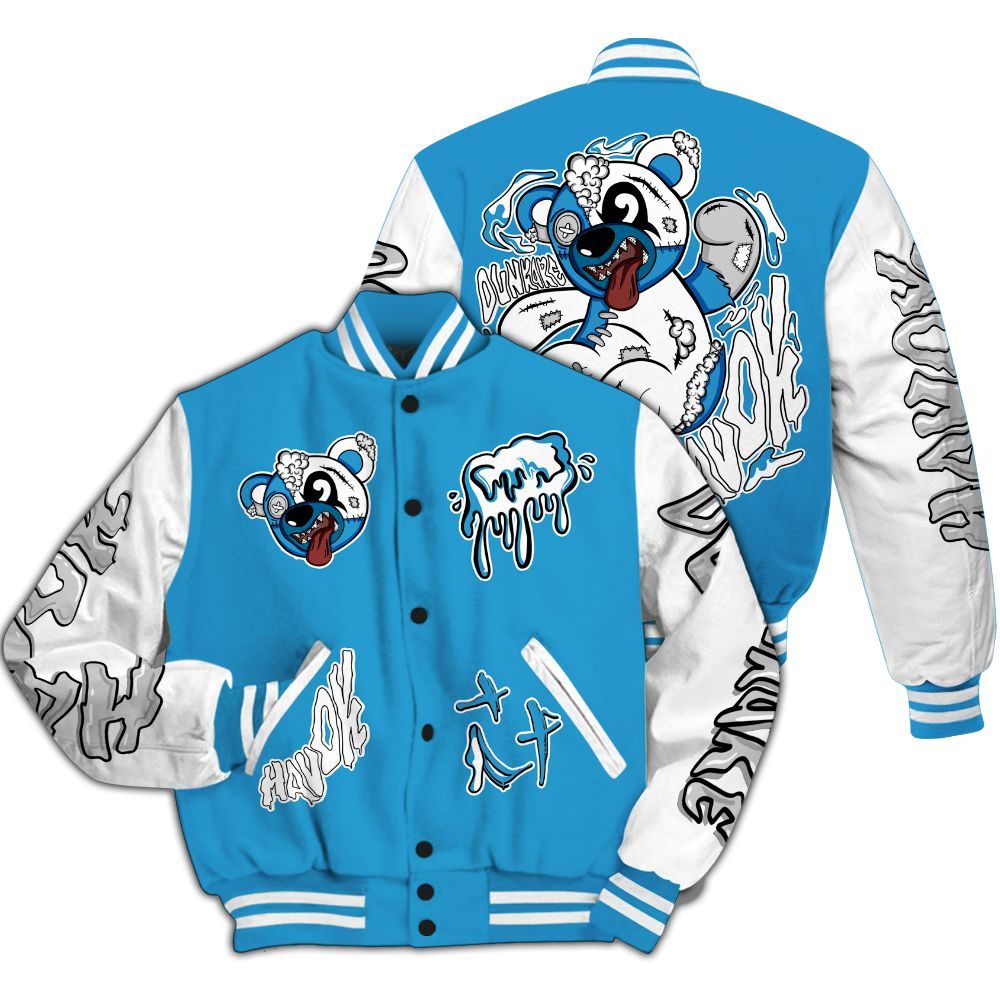 Varsity Jacket To Match Powder Blue 9s - Havok Bear All Over Print