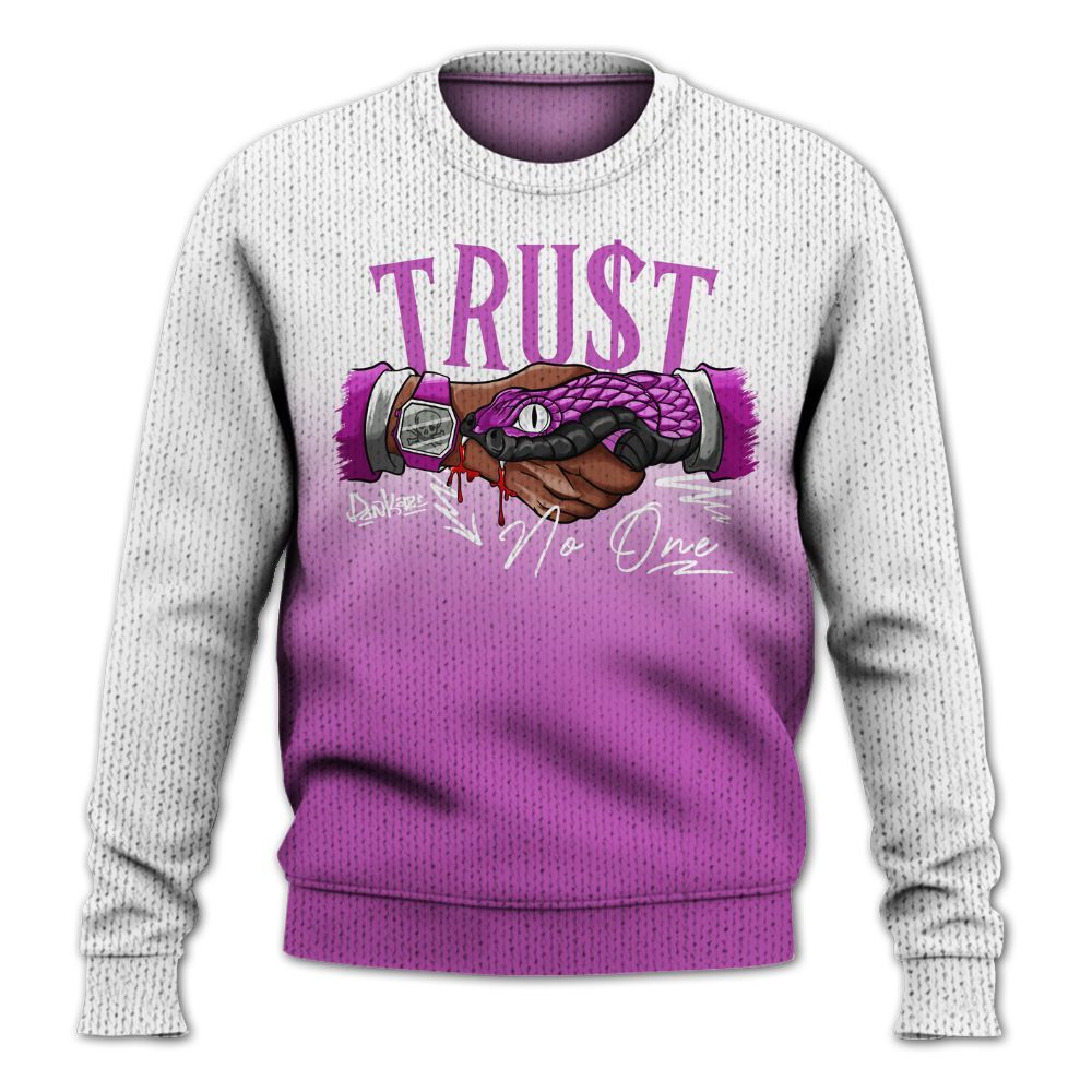 Knitted Sweater To Match Hyper Violet 4s - Snake Trust No One Drip