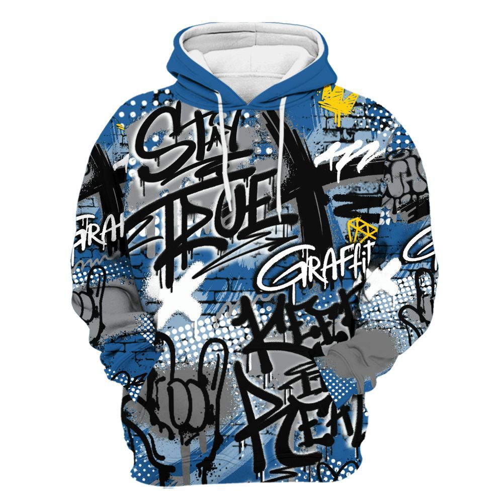 Hoodie To Match French Blue 13s - True It Real Graffiti Streetwear All Over Print