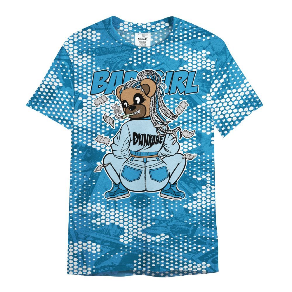 Shirt To Match Powder Blue 9s - Rebellious Girl Bear Banknotes Art All Over Print