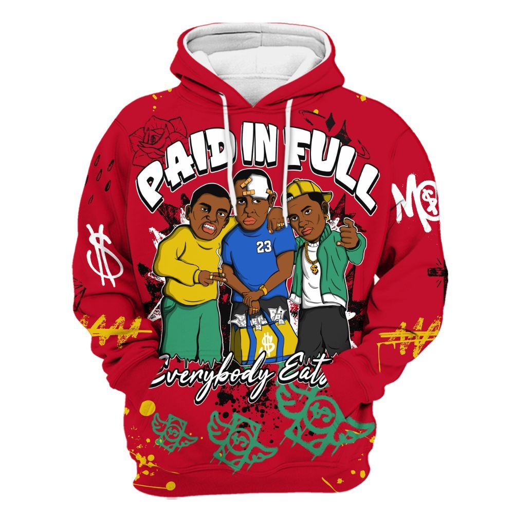 Hoodie To Match Miro 7s - Everybody Paid In Full Crayon All Over Print