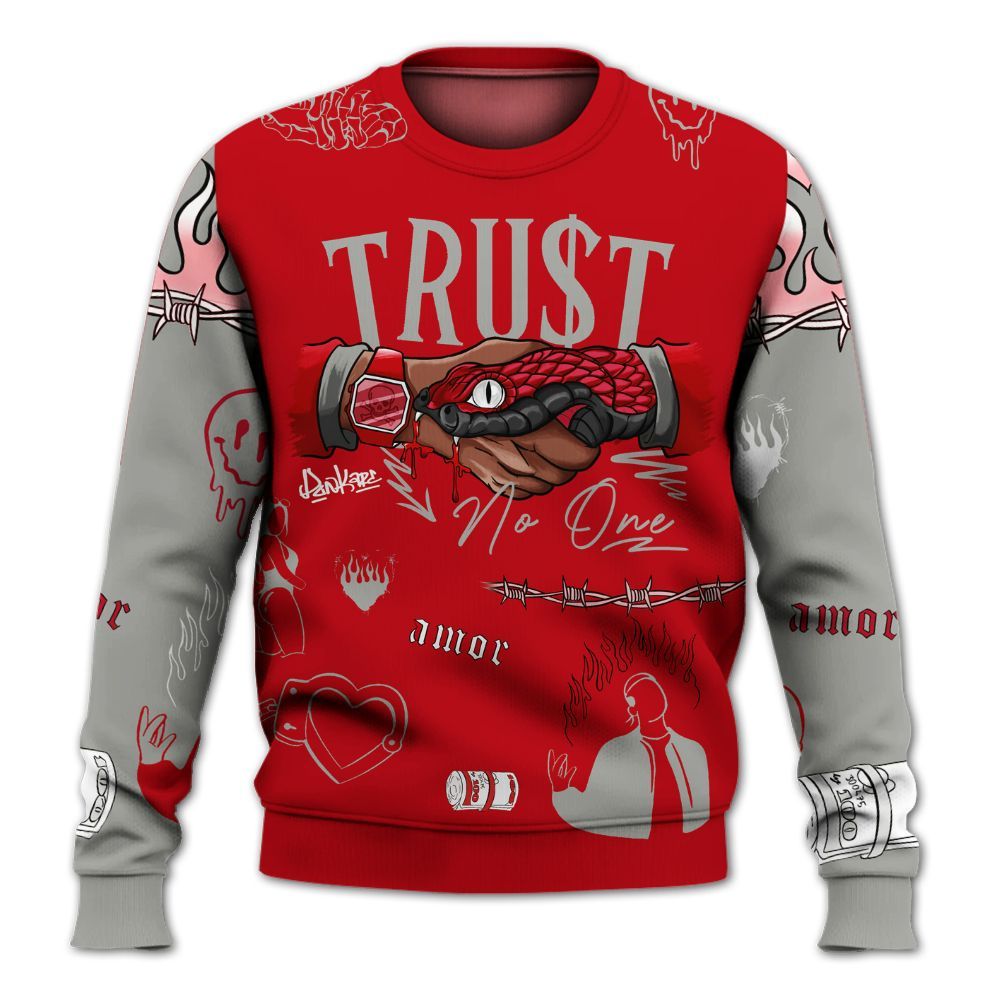 Sweatshirt To Match Air Griffey Max Gray Reds 1s - Snake Trust No One All Over Print