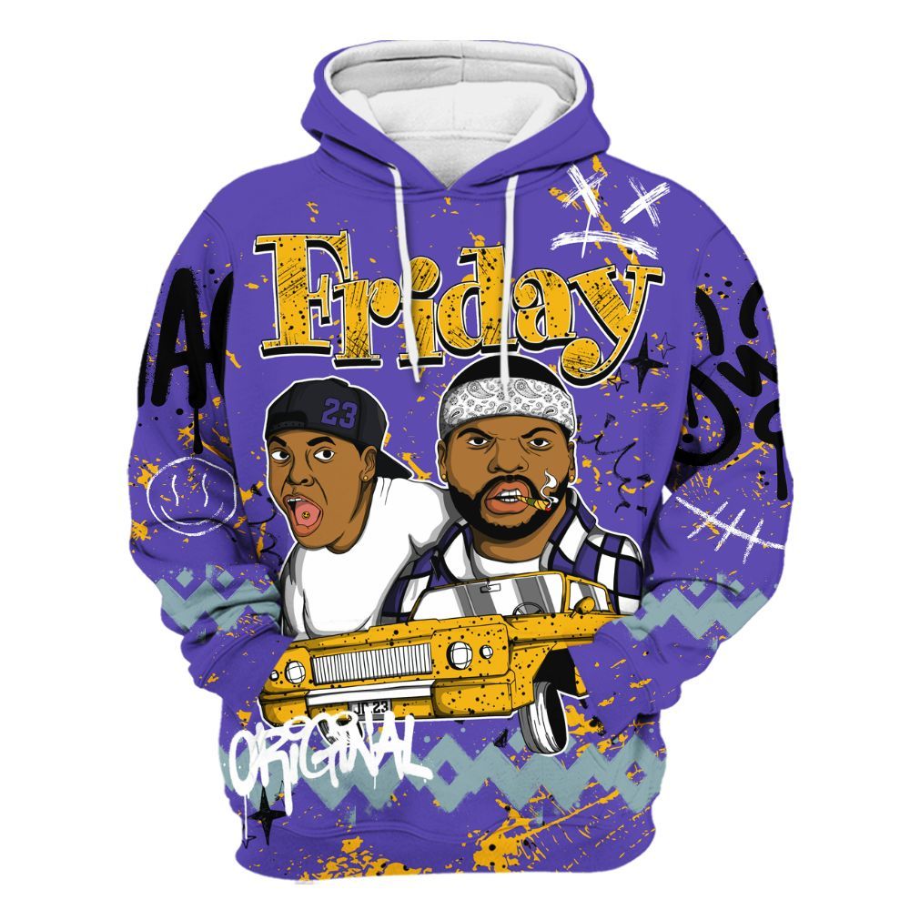 Hoodie To Match Imperial Purple 4s - Friday Sneaker Crayon All Over Print